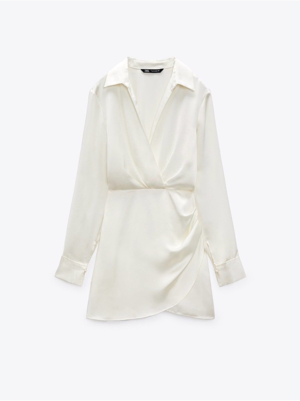 Zara Cream Satin Wrap Mini Dress